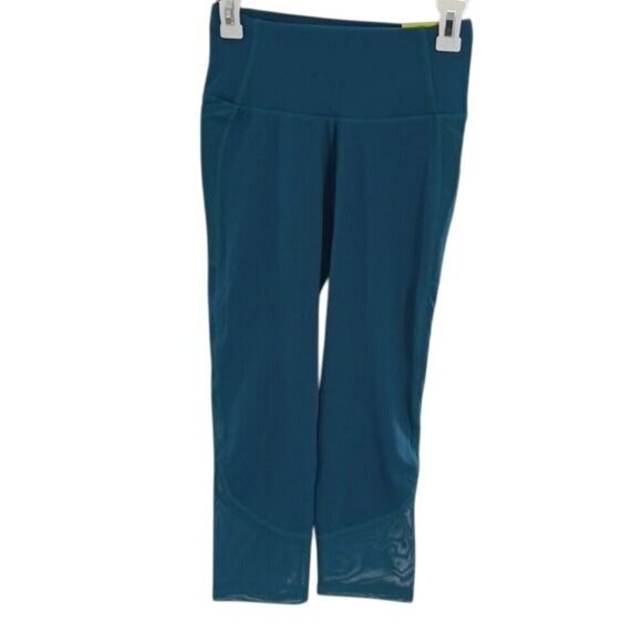 All In Motion Womens XS Power Waist High Rise Capri Leggings Teal Athletic - Picture 1 of 8